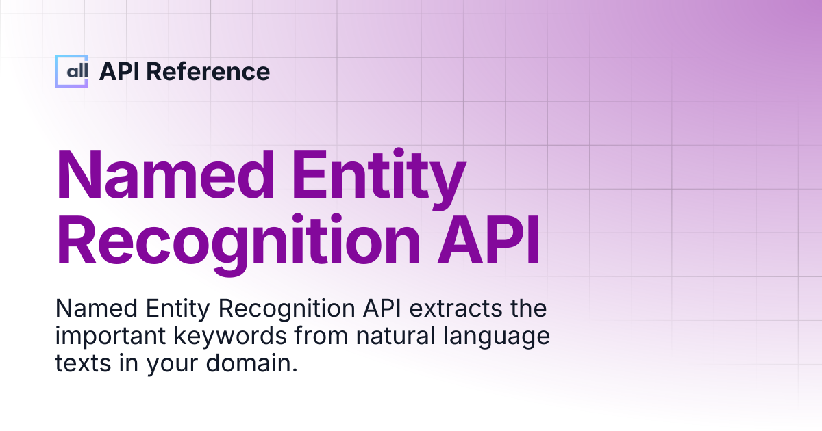 Named Entity Recognition API | API Reference