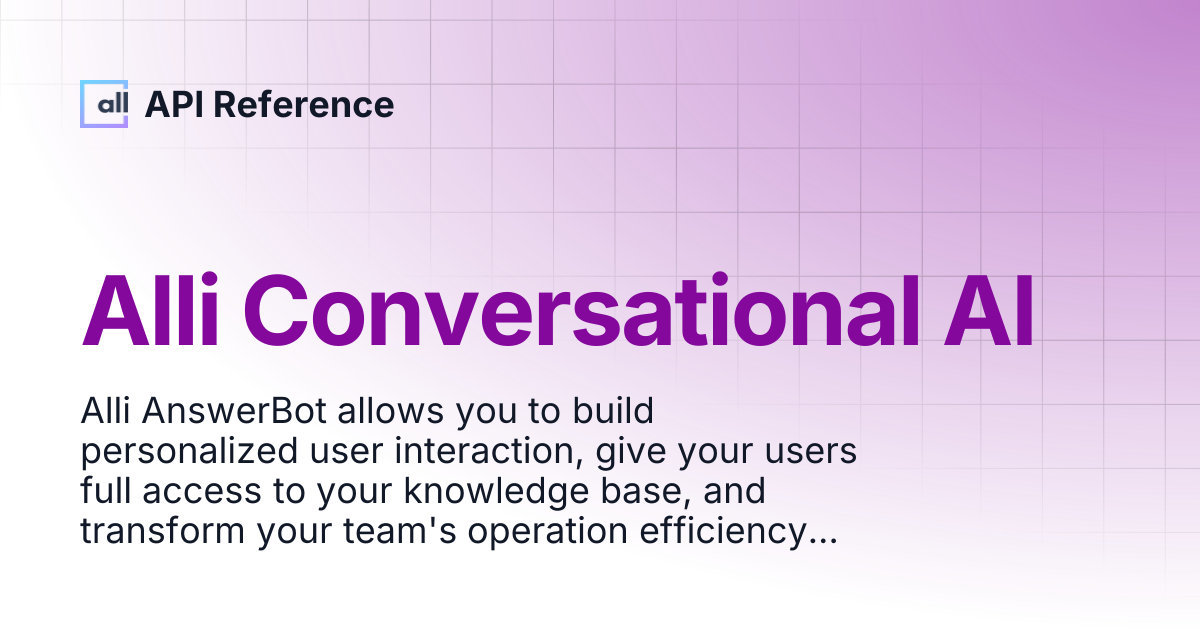 Alli Conversational AI | API Reference