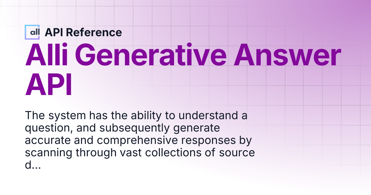Alli Generative Answer API | API Reference